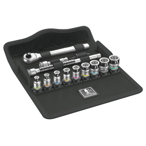 Wera 05003756001 - 8100 SA 12 HF Zyklop Metal Ratchet Set with switch lever, 1/4 drive, 5-13mm, 13 pieces