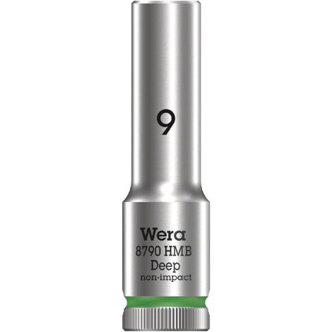 Wera 05004531001 8790 HMB Deep Chiave a bussola, Argento, 9 mm