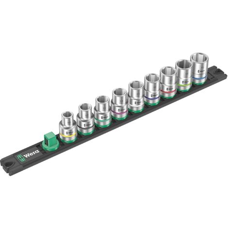 Wera 05005460001 Listello magnetico serie bussole C 4 Zyklop, attacco da 1/2", 9 pezzi, nero