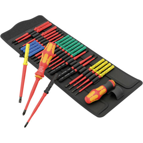 Wiha Juego de adaptadores de par de apriete easyTorque electric 2,8 Nm con soporte slimVario® y slimBits SL/PZ, de 4 unid. (41478