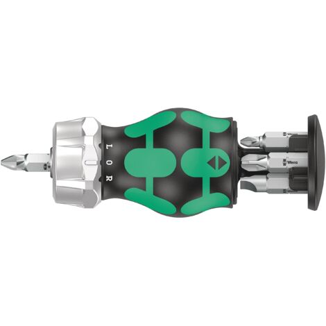 Wera 05008885001 Kraftform Kompakt Stubby Magazin RA 3, Giravite a cricchetto Stubby con caricatore di bit, 6 pezzi