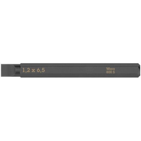 WERA 05018142001 Bit 800 S für Schlitzschrauben 6,5 mm Länge 70 mm 1/4  C6,3 Sc