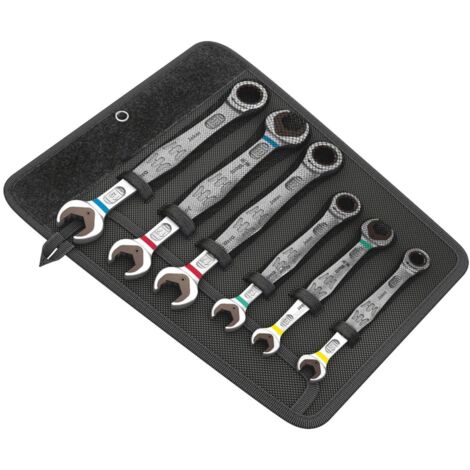 Wera 05020022001 - Ratcheting combination / double open-end wrenches set, 6 pieces