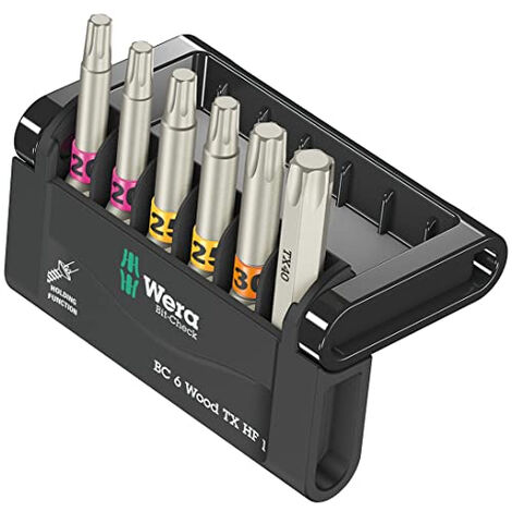 WERA - 05056470001 - ASSORTIMENT D'EMBOUTS, BIT-CHECK 6 WOOD TX HF 1, 6 PIèCES