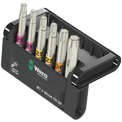 Wera - 05056470001 - Assortimento inserto, Bit-Check 6 Legno TX HF 1, 6 pezzi
