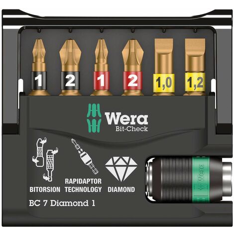Wera 05073419001 Assortimento di Bit, Set di 7 Pezzi, Multicolore, Carded