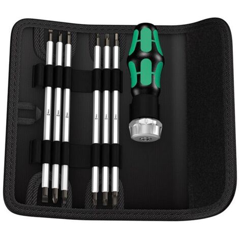 Wera 05073665001 - Kraftform Kompakt Ratchet Screwdriver and Bit Set, 7 pieces