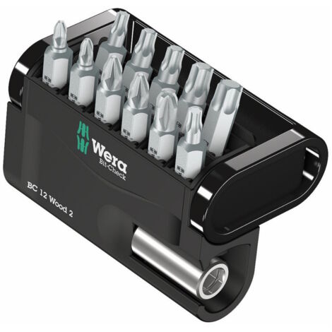 Wera 057422 Extra Tough 12 Pce PH/PZ/Torx Screwdriver Bit Set + Magnetic Holder