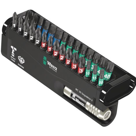 Wera 057697 30 Pc Impaktor Stainless Magnetic Holder Impact Screwdriver Bit Set