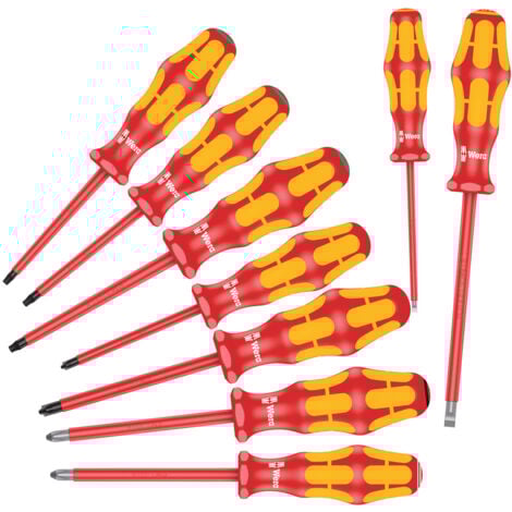 Wera 160i/162i/167i/9 VDE Schraubendreher-Set 9teilig Schlitz, Kreuzschlitz Phillips, Kreuzschlitz P