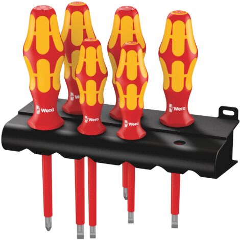 Wera, 161 i/6 Supporto Assortimento di giravite Kraftform Plus serie 100 + supporto, 6 pezzi