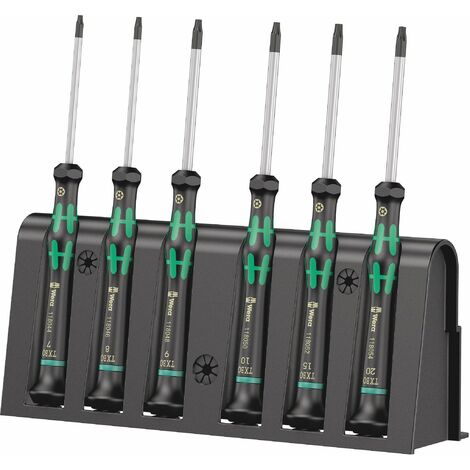 Wera, 2067/6 Assortimento di giraviti TORX BO per l'elettronica + rack, 6 pezzi