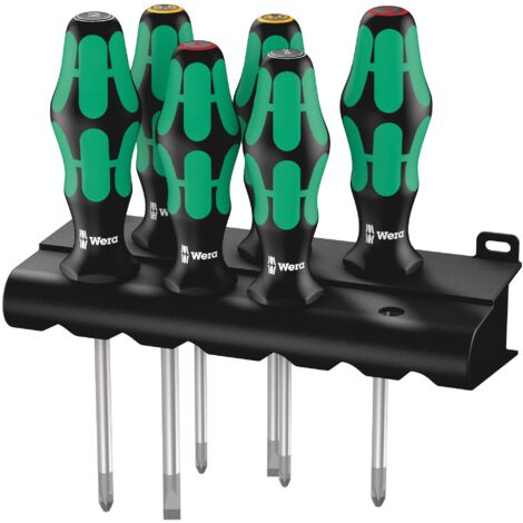 Wera, 335/350/355/6 Assortimento di giraviti Kraftform Plus Lasertip + rack, 6 pezzi
