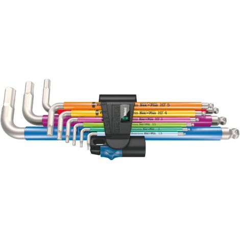 Wera 3950/9 Hex-Plus Multicolour HF Stainless 1 Innen-Sechskant Winkelschraubendreher-Set    9teilig