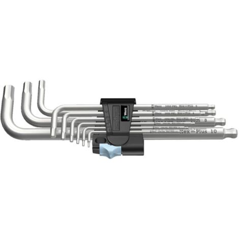 Wera 3950 PKL/9 6 pans intérieurs Jeu de clés mâles coudées 1.5 mm, 2 mm, 2.5 mm, 3 mm, 4 mm, 5 mm, 6 mm, 8 mm, 10 mm 9