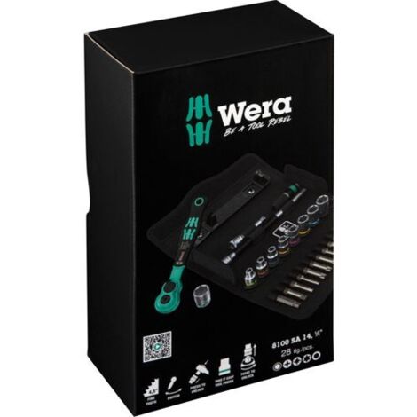 Wera 8100 SA 14 Zyklop Comfort Knarrensatz, Umschalthebel, 1/4"-Antrieb, metrisch