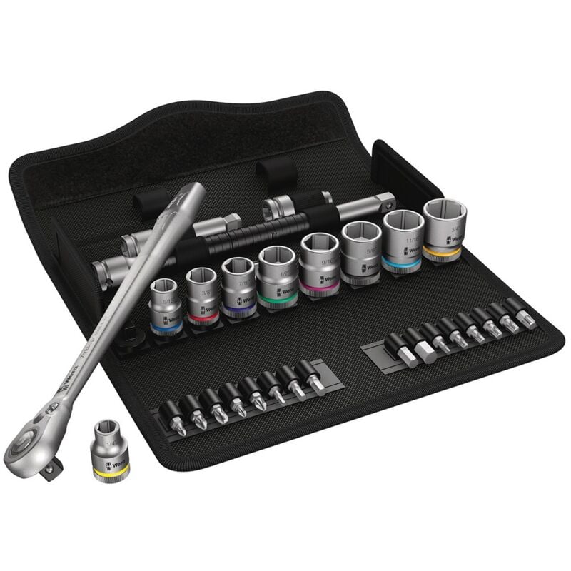 Set de douilles et d'embouts de vissage 3/8' Wera 8100 sb 11 Zyklop Metal Imp 3/8' (29 pièces)