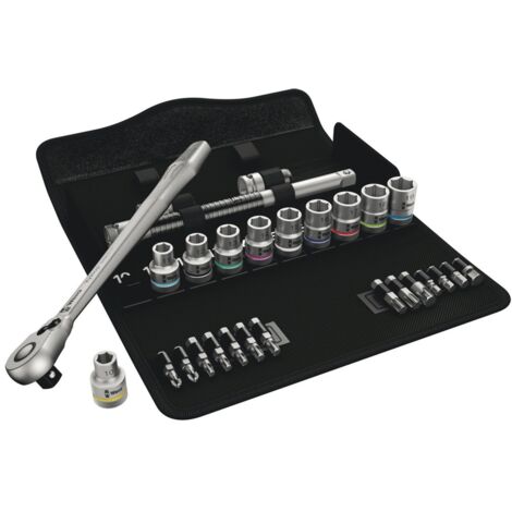 Wera 8100 SC 7 Zyklop Metal-Knarrensatz Durchsteckvierkant 1/2"-Antrieb metrisch