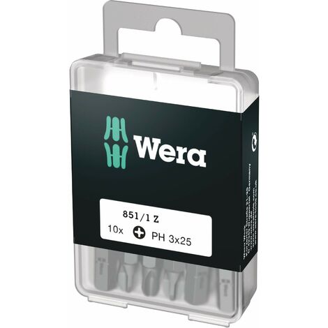 Wera 851/1 Z DIY Inserti a croce, PH 3 x 25 mm (10 Bits pro Box) - 05072402001