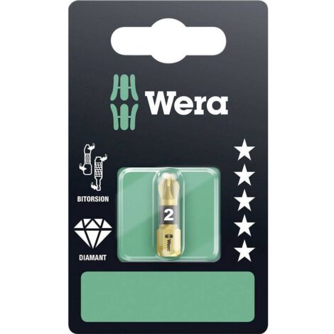 Wera 855/1 BDC SB SiS 05073337001 Inserto a Croce PZ 2 Acciaio per utensili rivestimento di diamante D 6.3 1 pz.