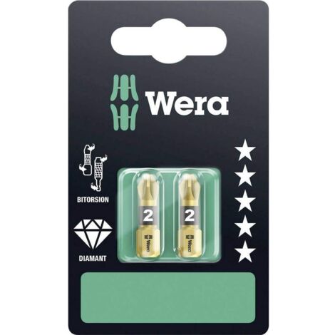 Wera 855/1 BDC SB SiS 05073339001 Inserto a Croce PZ 2 Acciaio per utensili rivestimento di diamante D 6.3 2 pz.
