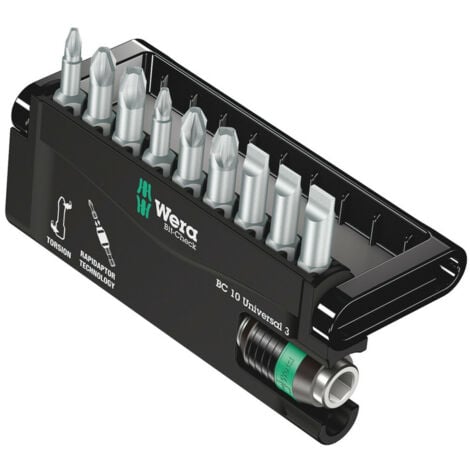 Wera 8600-9/TZ Bit-Check – Rapidaptor, 1 Universalhalter mit 9 Torsion-Bits