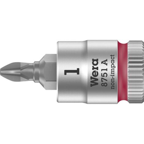 Wera, 8751 A Zyklop Bussole a inserto con attacco da 1/4", PH 1 x 28 mm