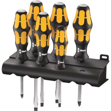 Wera, 932/6 Assortimento di giraviti Kraftform il giravite-scalpello della Wera + rack, 6 pezzi