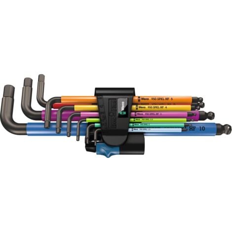 Wera 950/9 Hex-Plus Multicolour HF 1 Assortimento di chiavi a L, metriche, BlackLaser, con funzione di ritegno, 9 pezzi-05022210001