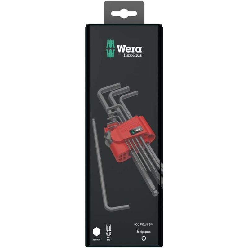 Wera - 950 PKL/9 bm sb SiS 6 pans intérieurs Jeu de clés mâles coudées 1.5 mm, 2 mm, 2.5 mm, 3 mm, 4 mm, 5 mm, 6 mm, 8 mm