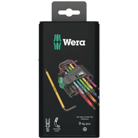 Wera 967/9 TX BO Multicolour 1 SB Winkelschlüsselsatz, BlackLaser, 9-teilig