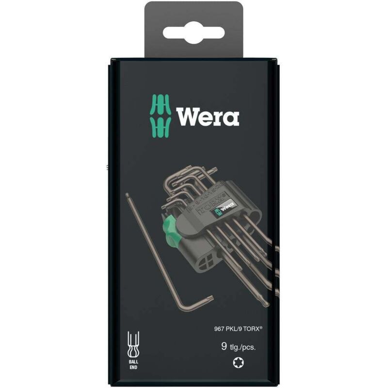Wera - 967 PKL/9 sb SiS torx® intérieur Jeu de clés mâles coudées t 8, t 9, t 10, t 15, t 20, t 25, t 27, t 30, t 40 9 pi