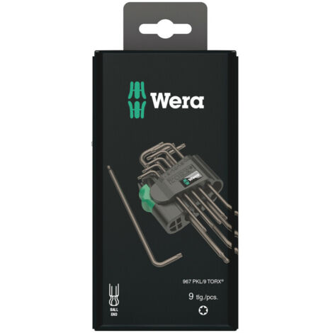 Wera 967 PKL/9 SB SiS Innen-TORX Winkelschraubendreher-Set   T 8, T 9, T 10, T 15, T 20, T 25, T 27,