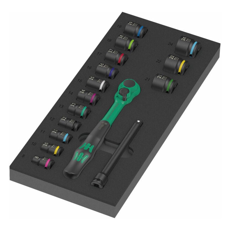 9724 Garniture en mousse 8010 b Zyklop Comfort Knarre Set 1, 16 pièces - Wera