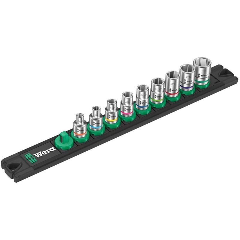 Wera - Set de 9 douilles Zyklop 1/4' Nuss-Magnetleiste a Imperial 1
