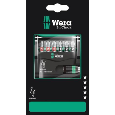 Wera Bit-Check 12 BiTorsion 1 SB 05136385001 Kit inserti 1/4 (6.3 mm) incl. porta inserti
