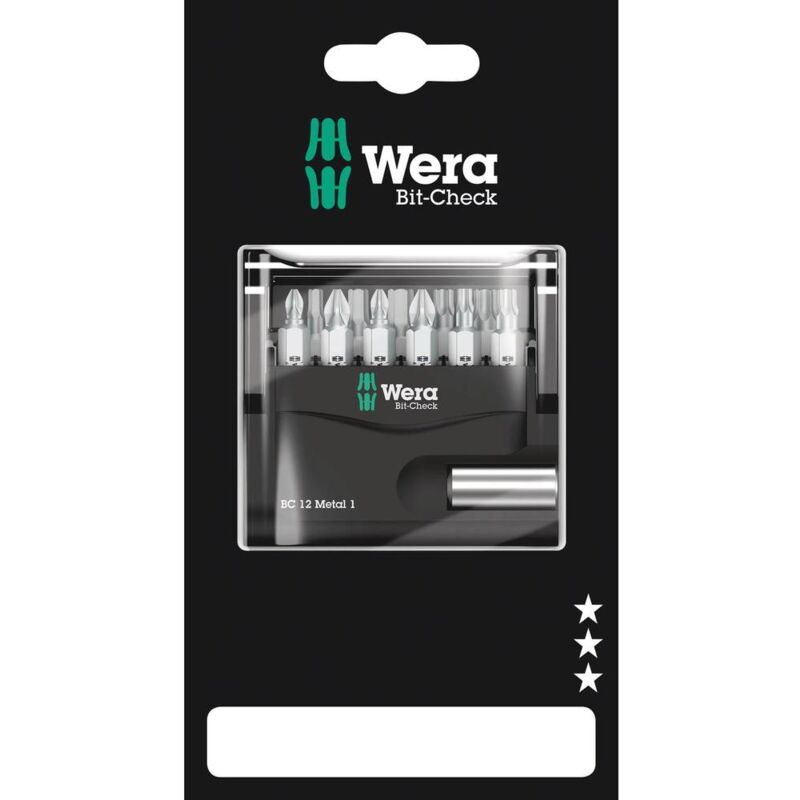 Image of Bit-Check 12 Metal 1 sb 05136393001 Kit inserti 12 parti 1/4 (6.3 mm) incl. porta inserti - Wera