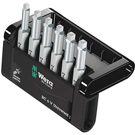 Wera Bit-Check 6 V Universal 1 05056478001 Kit inserti 6 parti Quadrato interno Torsionszone