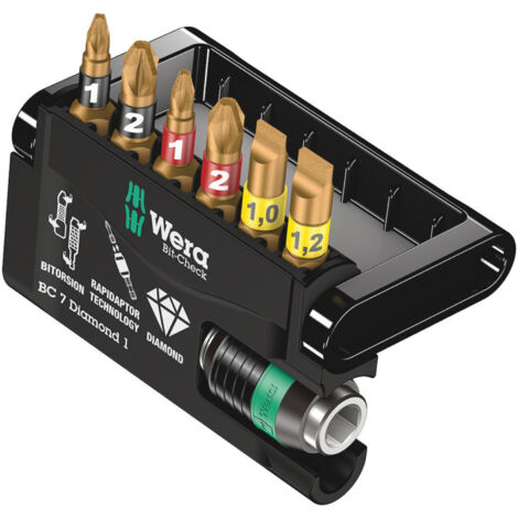 Wera Bit-Check 7 Diamond 1 05057416001 Bit-Set 7teilig Kreuzschlitz Pozidriv, Kreuzschlitz Phillips,