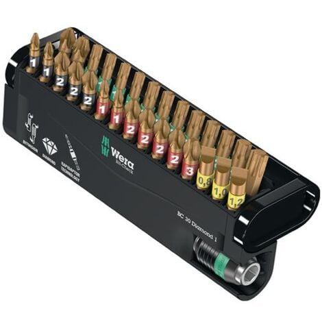 WERA Bitsortiment Bit-Check Diamond 1 30-teilig Schlitz/PH/PZD/TX