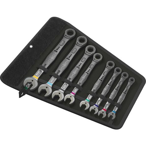 Wera – Clés mixtes à cliquet 5020012001 – Jeu de 8 pièces – Acier Chrome-Molybdène – Angle de reprise 30° – Dimensions 5/16'' à 11/16'' - W76768