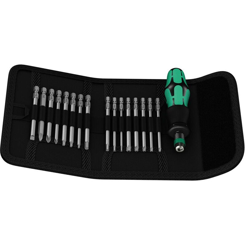 Wera - Kraftform Kompakt 60 05051042001 Jeu d'embouts 17 pièces vis à fente, cruciforme Phillips, vis Pozidriv, Tamper Resistant torx® Profil, carré