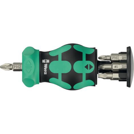 Wera Kraftform Kompakt Stubby Magazin RA 4 6-teilig im Griff integrierte Ratsche