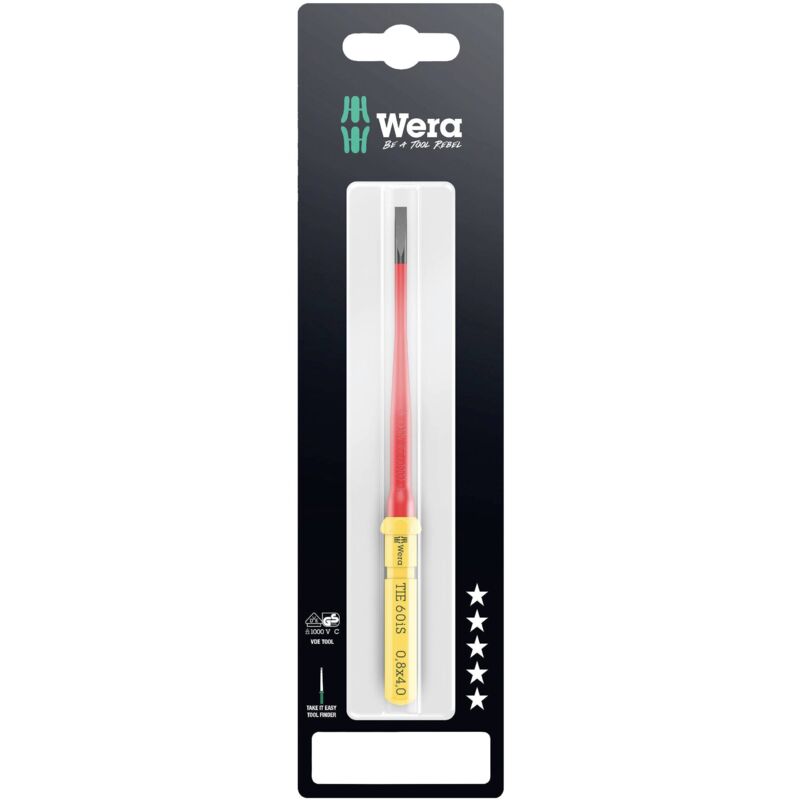 Wera - kraftform kompakt vde 60 is 0,8X4,0X157 mm tie sb pour électricien vis à fente lame interchangeable 4.0 mm 05006557001