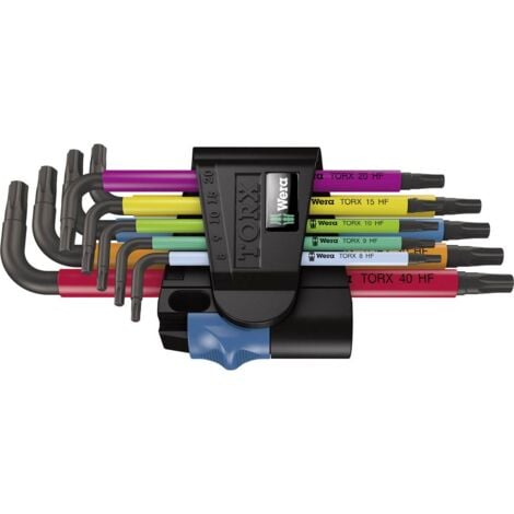 Wera Multicolour TORX® intérieur Jeu de clés mâles coudées T 8, T 9, T 10, T 15, T 20, T 25, T 27, T 30, T 40 9 pièces