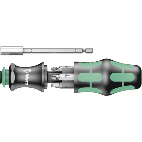 Wera – Outil compact pour embouts – Longueur 245 mm – Acier inoxydable – 6 embouts hexagonaux 1/4' – Vissage ergonomique en atelier - C94740
