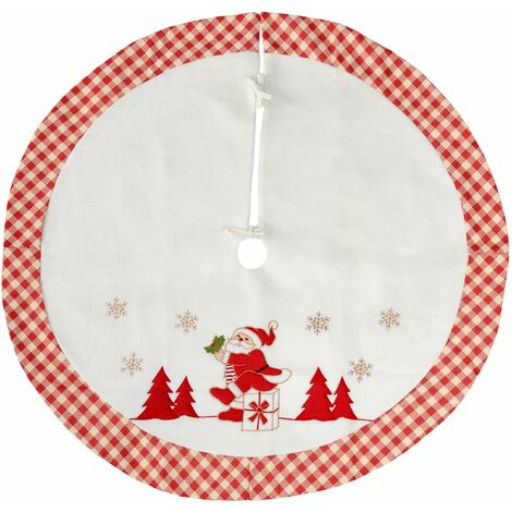 WeRChristmas – Checked Design Babbo Natale albero di Natale decorazione gonna, Tessuto, rosso/bianco, 107 cm