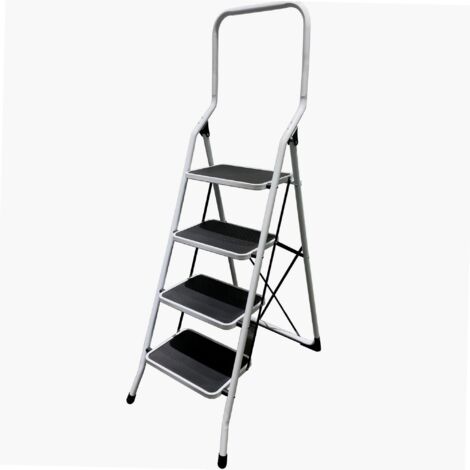 Werka Pro – Marchepied pliable 4 marches en métal – Charge maximale 150 kg – Hauteur ouverte 154 cm – Conforme norme EN14183