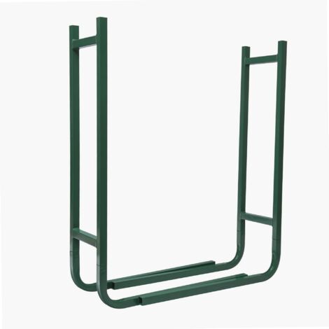 Werka Pro – Range bûches modulable en métal vert – Dimensions 90 x 90 x 24 cm – Tube de 25 mm – Pour bois dur et teck – Abri extérieur