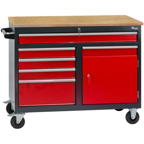 Werkbank Arbeit Werktisch 5 Schubladen 1 Staufach fahrbar Gesamtmaß 126x61x93 cm